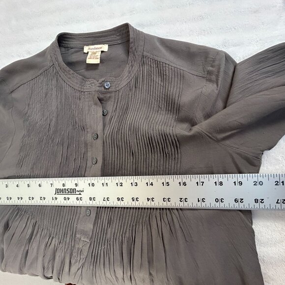 Sundance Womens Gray Pleated Button Front Long Sleeve Blouse Top Small Casual - Picture 6 of 8
